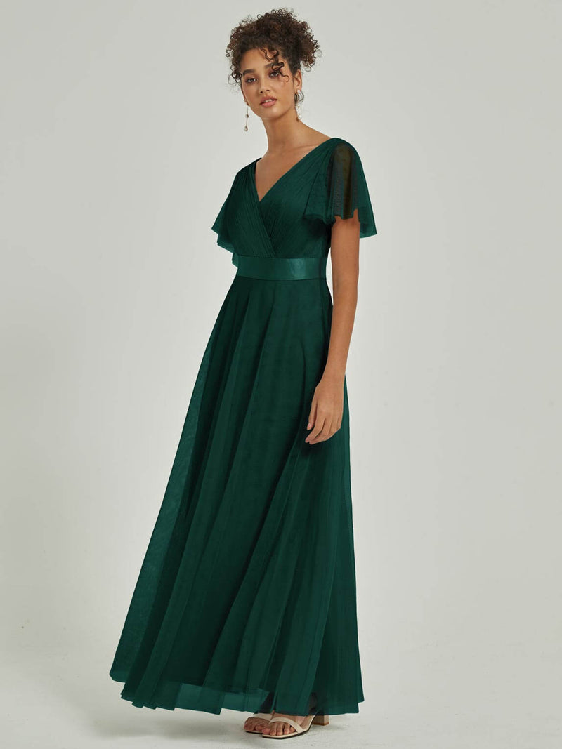 NZ Bridal Tulle Emerald Green Pleated bridesmaid dresses 07962ep Lucy c