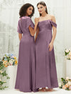 NZ Bridal V Neck Wisteria Satin Slit bridesmaid dresses BG30301 Jesse g1