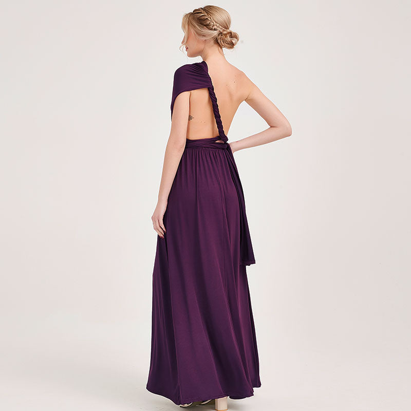 Dark Purple Wrap-around Bridesmaid Dresses Endless Way Convertible Maxi Dress