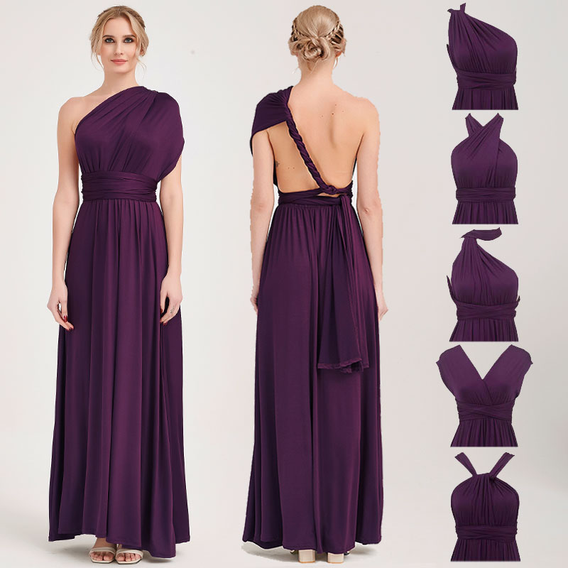 Dark Purple Infinity Wrap Dresses NZ Bridal Convertible Bridesmaid Dress One Dress Endless possibilities