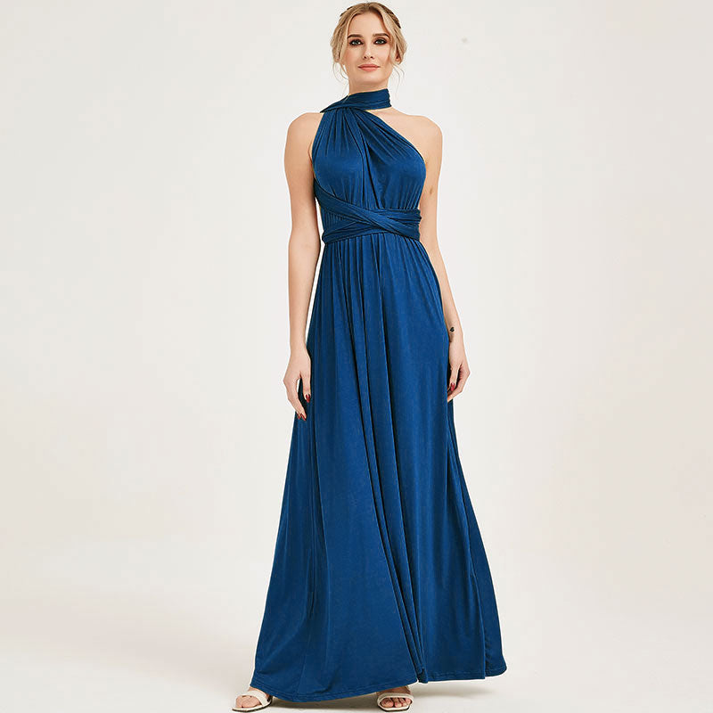 [Final Sale] Ink Blue Infinity Wrap Maxi Bridesmaid Dress