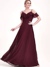 1 Of 3 Ways Chiffon Convertible Bridesmaid Dress Burgundy A Line Gown