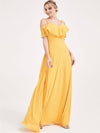 Mustard Yellow Cap Sleeve Chiffon Convertible Bridesmaid Dress
