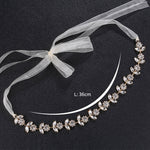 Sun Flowers Crystal Satin Wedding Hair Sash Belt for Brides