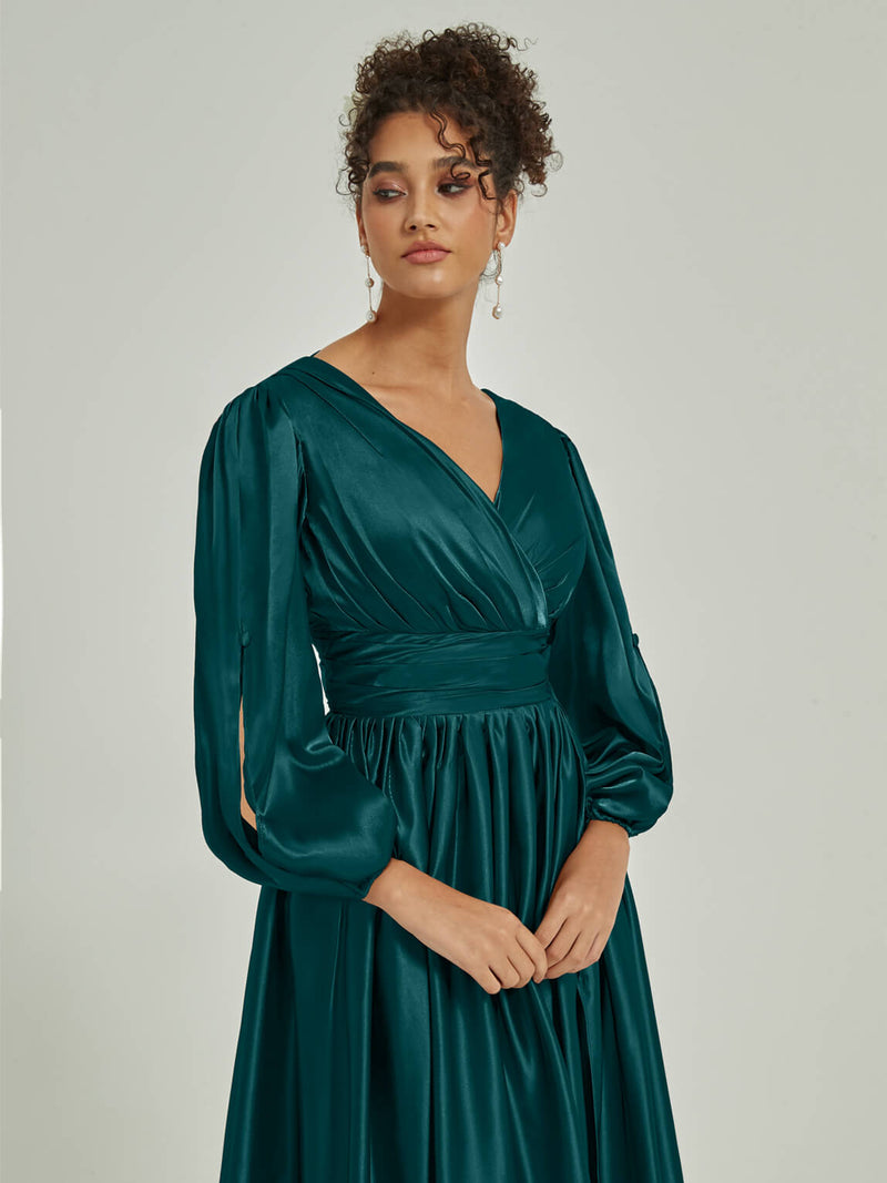 NZBridal Satin bridesmaid dresses AM31004 Josie Peacock details