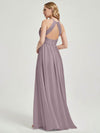 Dusk Floor Length Halter Pleated Keyhole Back Chiffon Bridesmaid Dress - Mackenzie