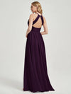 Floor Length Halter Pleated Keyhole Back Chiffon Bridesmaid Dress - Mackenzie