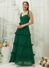 Emerald Green Chiffon Sweetheart Straps Tiered Floor Length Pocket Bridesmaid Dress Sloane for Women from NZ Bridal