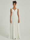 Crepe Sleeveless A-Line Backless Cowl Floor Length Wedding Dress-Isla