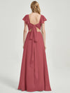 Desert Rose Rushed V Cut Split Bridesmaid Dress Ella