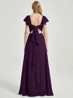 Plum Rushed V Cut Split Bridesmaid Dress Ella