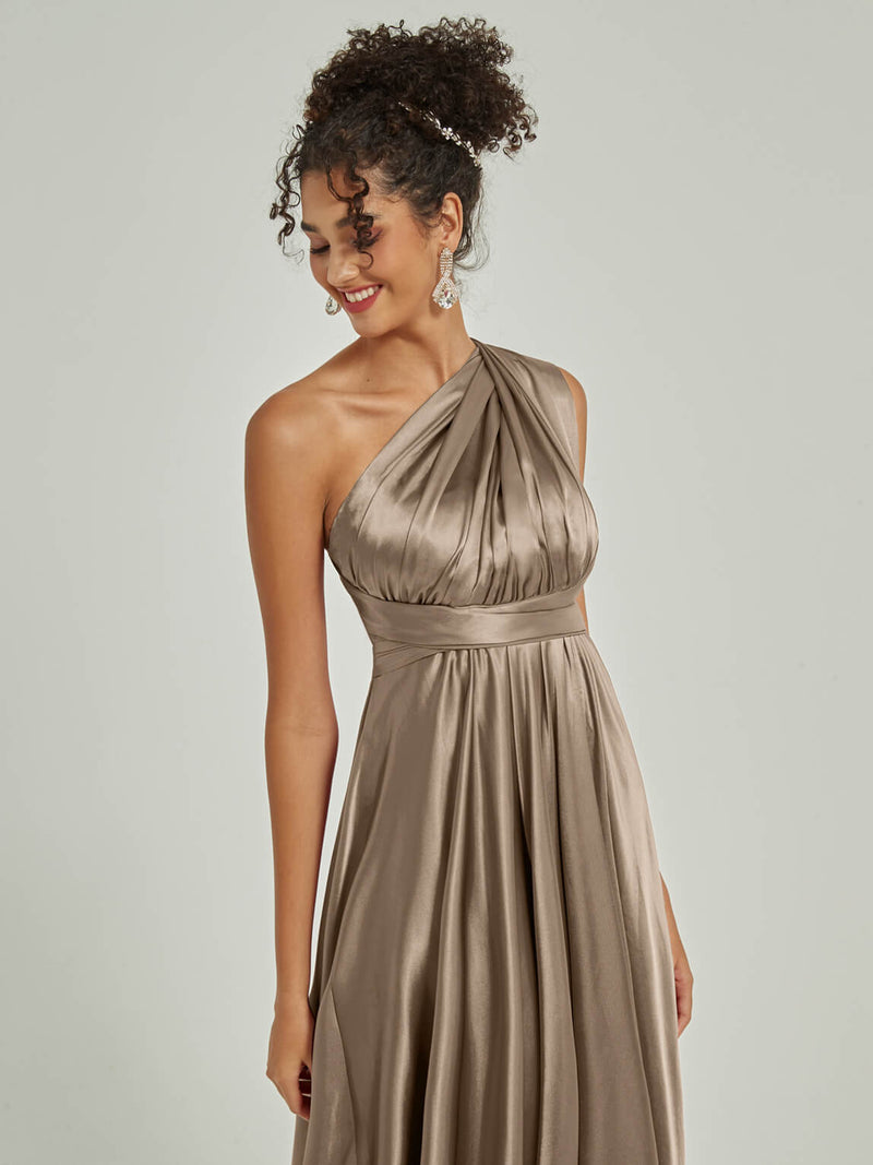 Taupe Convertible Satin bridesmaid dresses NZ Bridal JS30218 Winnie c