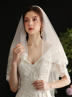 Flowers Tulle Wedding Bridal Veil Midi Length V651xmj