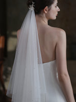 Delicate Pearls Tulle Wedding Bridal Head PieceLong Veil V840xmj