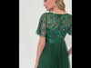 Emerald Green Sheer Sleeve A-Line Maxi Sequin Formal Dress For Brides