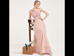 Convertible Chiffon Bridesmaid Dress Wrap Dusty Pink Maxi Gown