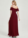 Burgundy Deep V Neckline Split Bridesmaid Dress-Sue