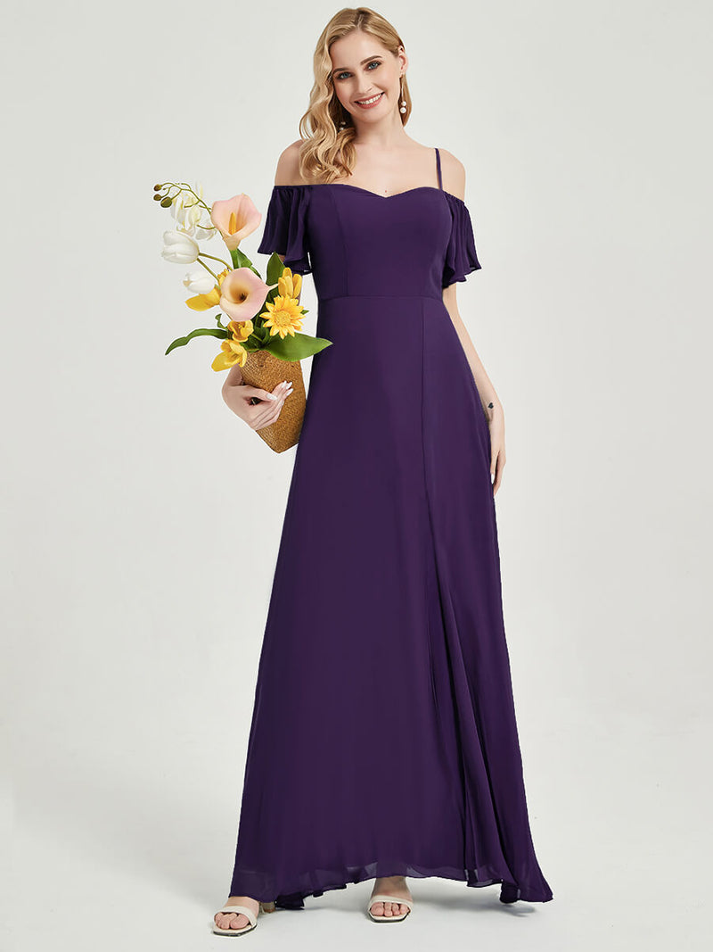 Dark Purple Plus Size Split Bridesmaid Dress-Sue