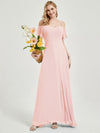 Pink Plus Size Split Bridesmaid Dress-Sue