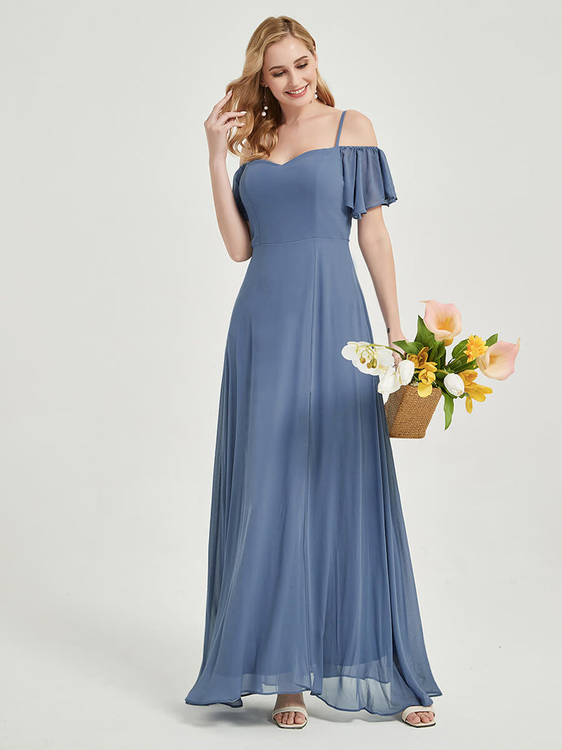 Navy Blue High Split Bridesmaid Dress - Sue