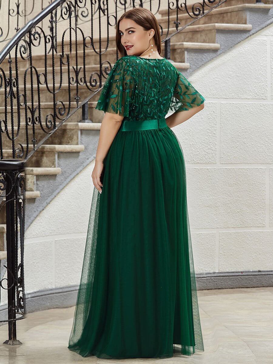 stribet Ingen måde Afskedige Emerald Green Plus Size Sequin Formal Dress-Miyuki – Worn To Love