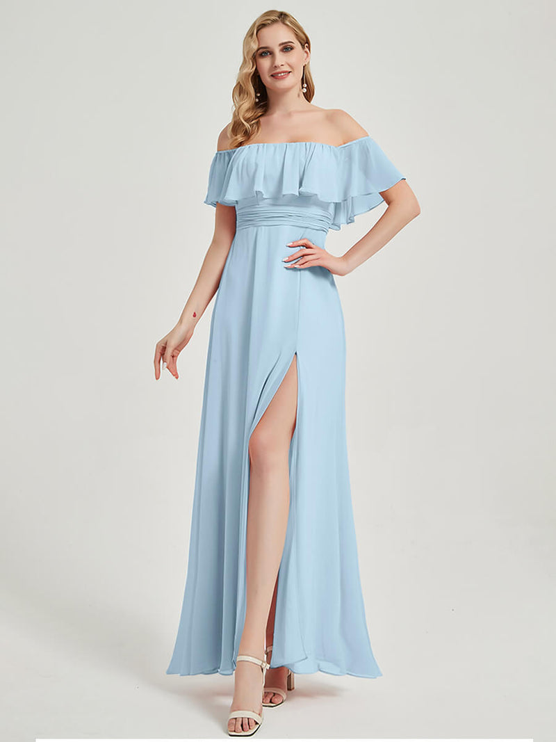 Cornflower Blue 2-Ways Convertible Chiffon Bridesmaid Dress Iris