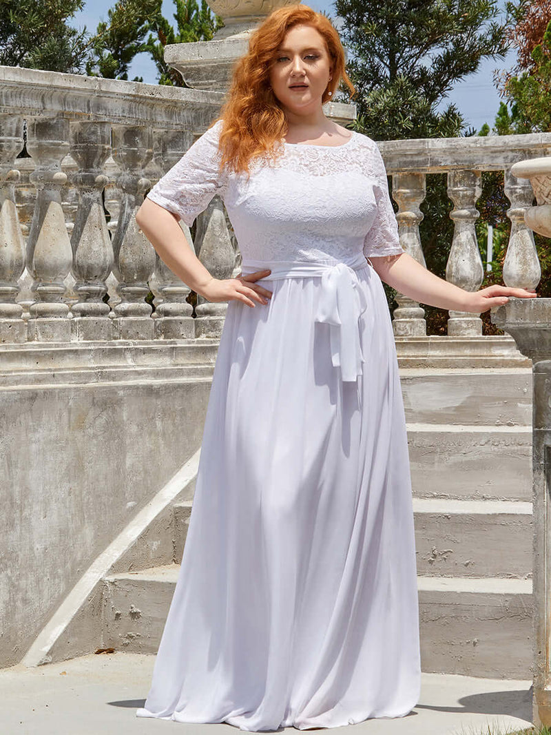 Plus Size White Sleeve Lace Wedding Dress-Echo – Worn To