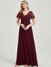 Burgundy Chiffon Sequined Mother Dress-Pamela