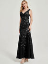 Black V Sequined Mermaid Evening Dress-Tegan