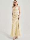 Champagne Gold V Sequined Mermaid Evening Dress-Tegan