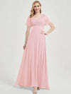 Pink Ruffle Pleated Bridesmaid Dresses-Mei