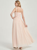 V-neckline Pleated Classic with luxurious chiffon bridesmaid dress
