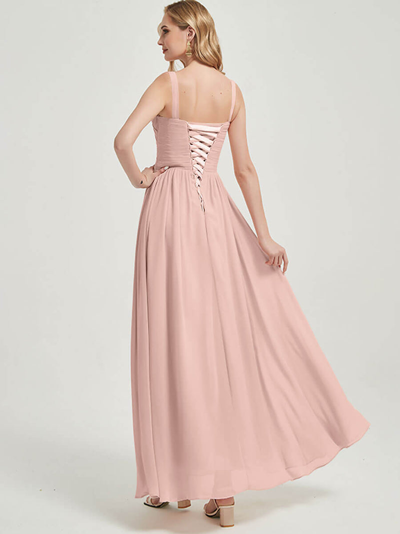 Dusty Pink Sleeveless Bridesmaid Dress-Flori