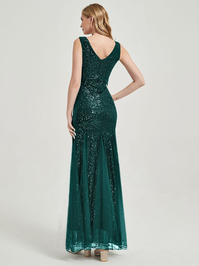 Emerald Green Sequined Mermaid Evening Dress-Miyeon Media 1 of 2