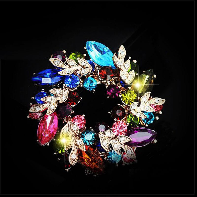 Worn To Love Bauhinia Crystal Wedding Dresses Brooch Cardigan Pin Ornament Jewelry Rhinestones Pin