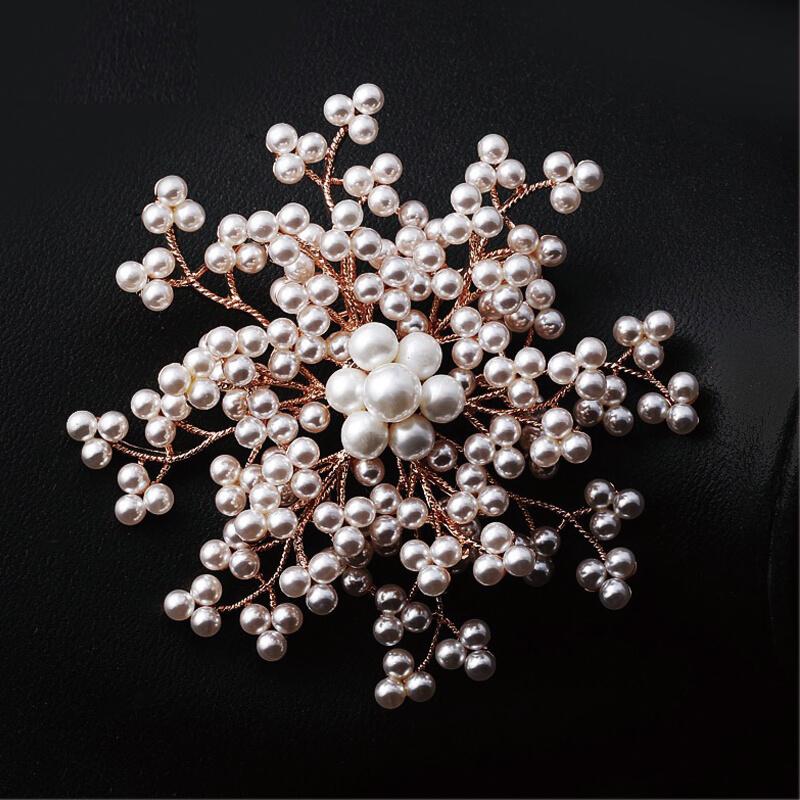 Worn To Love Vintage Alloy Imitation Pearl Crystal Brooch Pins Women Jewelry Wedding Party Brooch