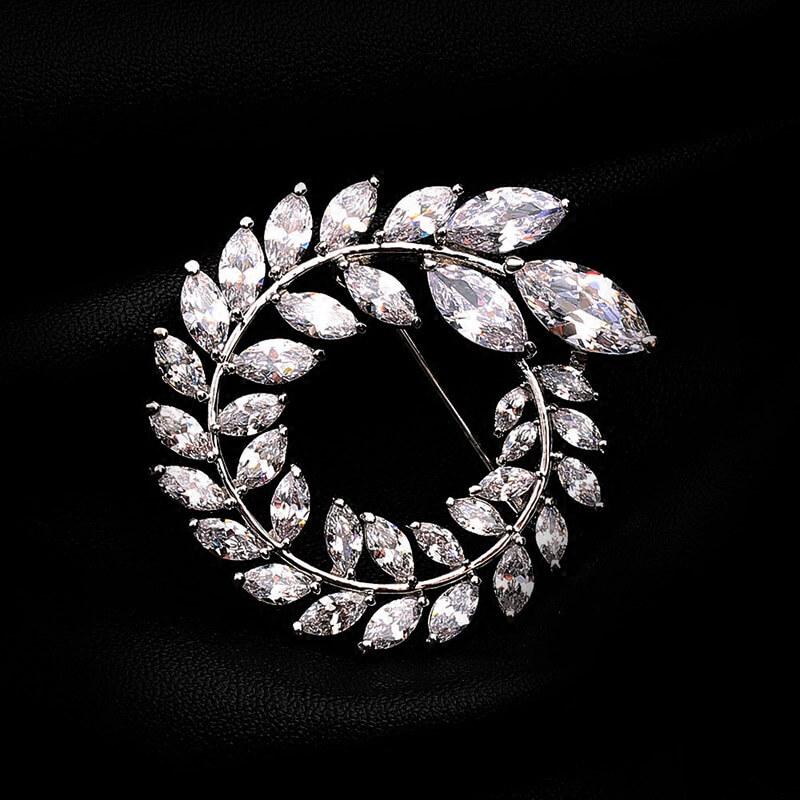Worn To Love Olive Branch Alloy Brooch With Zirconite Wedding Brooch Pin Jewelry Accessorise