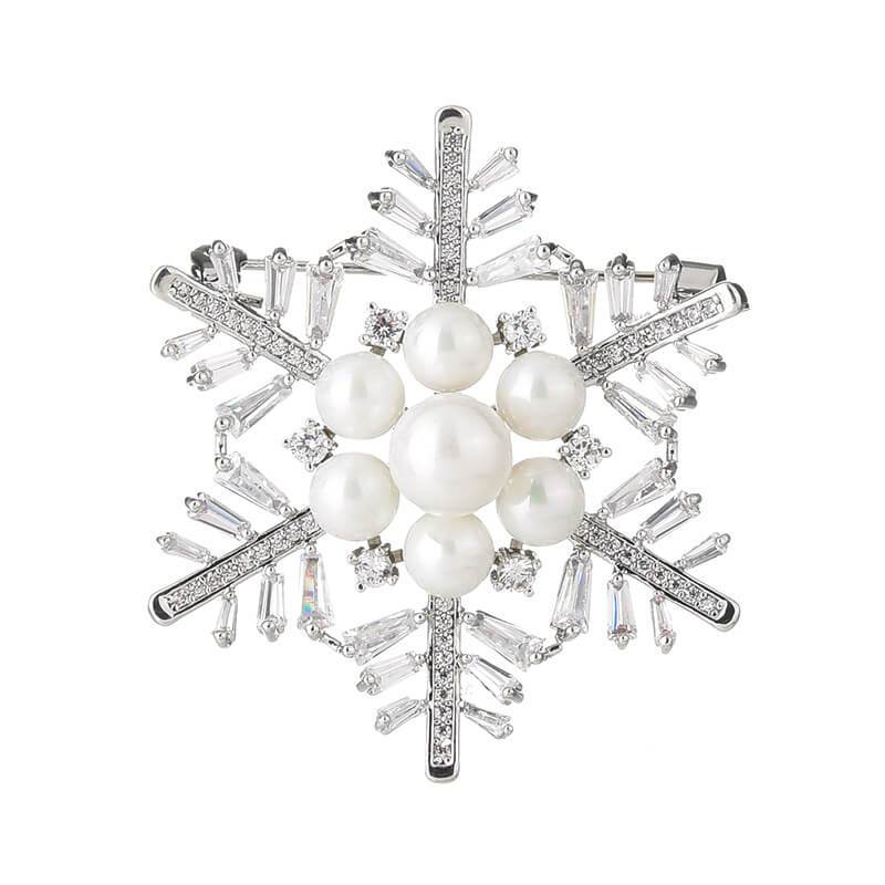 Worn To Love Snowflake Alloy Zine Wedding Brooch With Imitation Pearl Jewelry Accessories