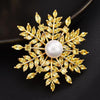 Worn To Love Luxury Retro Snowflake Brooch For Female Zircon Mosaic Imitation Pearl Pin
