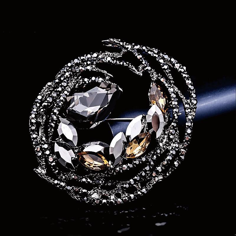 Worn To Love Charming Artificial Crystal Rhinestones Personality Geometric Round Brooch Wedding Brooch Pin Jewelry