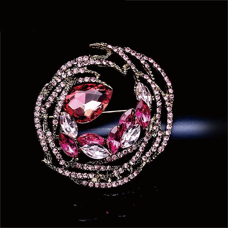Worn To Love Charming Artificial Crystal Rhinestones Personality Geometric Round Brooch Wedding Brooch Pin Jewelry