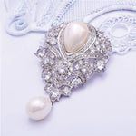 Worn To Love Court-style Vintage Alloy Imitation Pearls Wedding Brooch With Zirconite Rhinestones