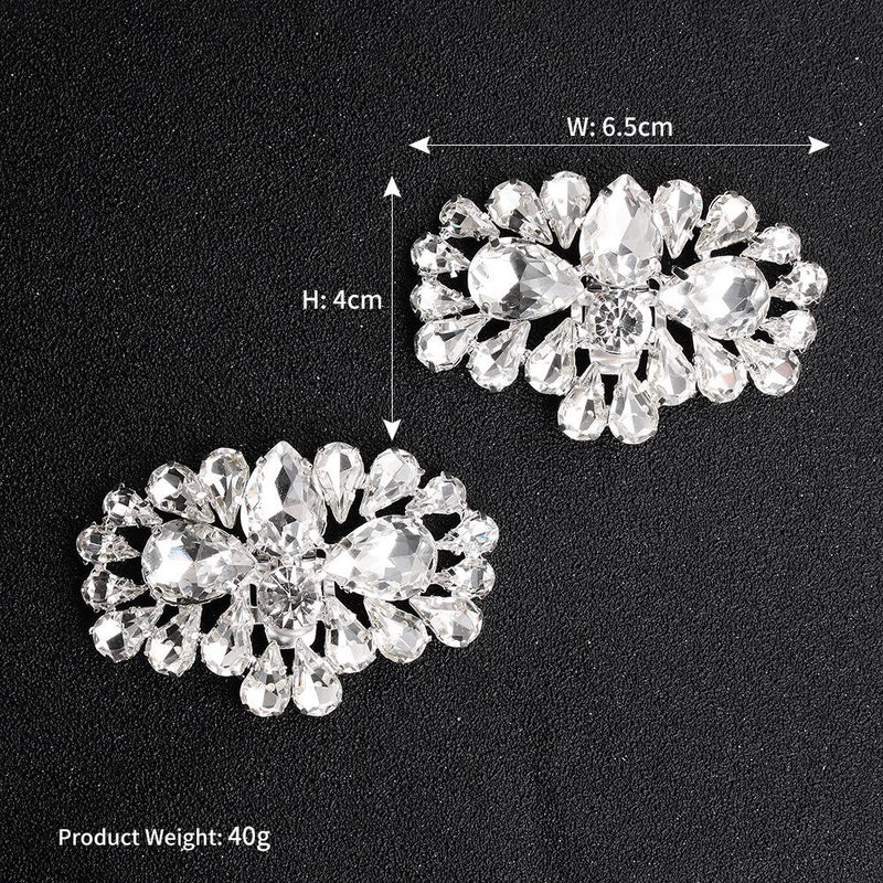 Worn To Love 1 Pair Detachable Oval Rhinestone Shoe Clip Wedding Shoes Buckle Accessories