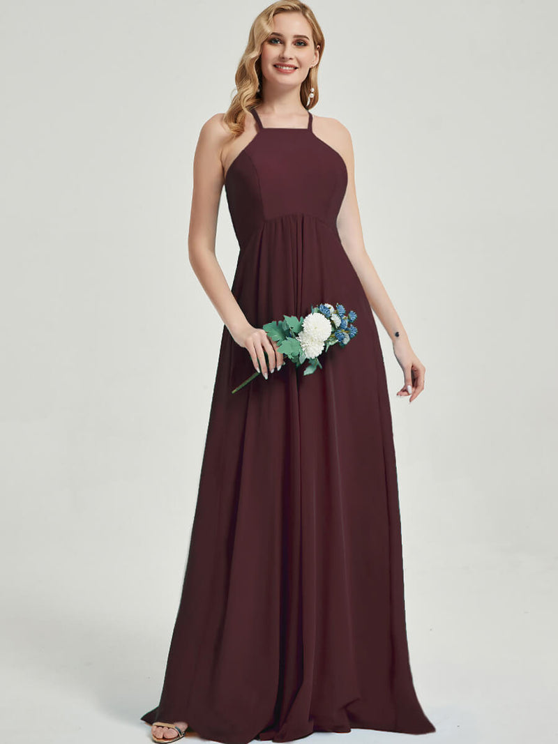 Floor length halter neckline Bridesmaid Dress 