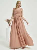 Floor Length Champagne Rose Chiffon Bridesmaid Dress Raanana