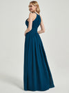 Floor Lengh Ink Blue Chiffon Bridesmaid Dress Belinda