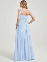 Cornflower Blue Pleated One Shoulder A-line Bridesmaid Dress Mabel