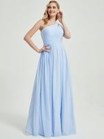 Cornflower Blue Pleated One Shoulder A-line Bridesmaid Dress Mabel