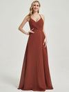 Cinnamon Rose V Neckline Pleated Keyhole Back Chiffon Bridesmaid Dress Davis