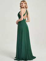 Floor length V neckline chiffon Bridesmaid Dress